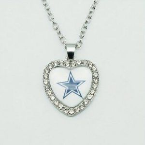 Heart-Shaped Dallas Cowboys Rhinestone Pendant Necklace Jewelry